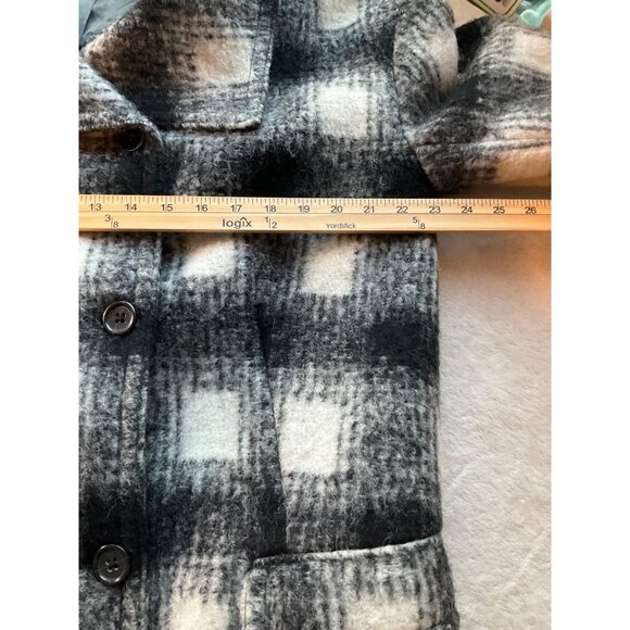 Banana Republic Womens Large P Coat Italian Wool Blend Plaid Check Double Breast - Picture 5 of 15